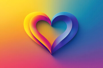 Colorful Heart Symbol with Vibrant Gradient on Abstract Background