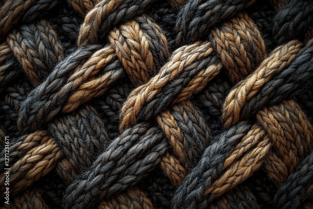 Aufkleber textured knitted wool background in warm tones and patterns