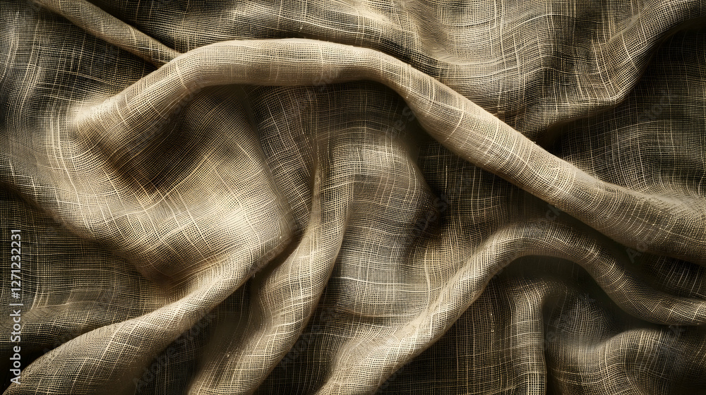 Poster close-up of textured fabric with intricate patterns and soft folds, ideal for textile design