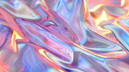 Iridescent fabric texture reflecting light, creating a colorful and dynamic visual effect