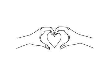 Fototapeta premium Love line icon. Heart between two hands illustration isolated on white.