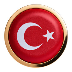 Obraz premium トルコの国旗のブローチ。白背景。(Turkey flag brooch on white background.) 