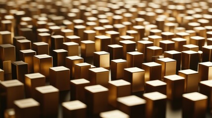 Obraz premium A mesmerizing visual of golden cubes creating a stunning 3D effect