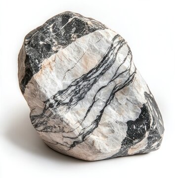 Migmatite Boulder mineral pattern white.