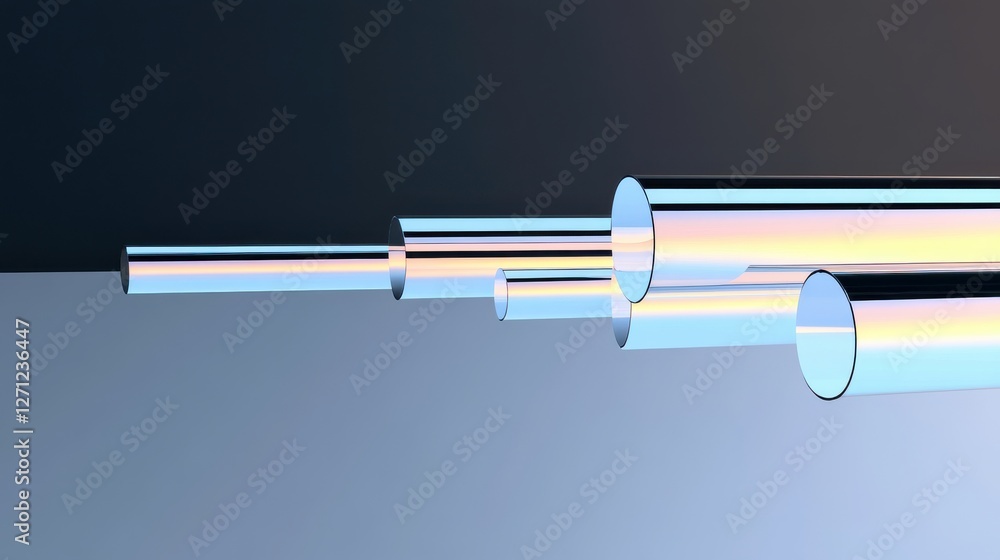 Poster abstract glass tubes with gradient light reflection against gradient background