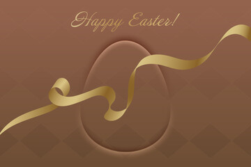 Hope and Renewal. Easter Sunday, warm brown background, golden ribbon, church holiday, faith, kindness, soul cleansing, bright joy, family tradition.