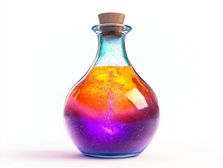 Colourful Magic Potion Bottle on White Background
