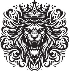 sketch of a tribal lion tattoo. lion king logo. vector drawing graceful and graceful king of beasts lion