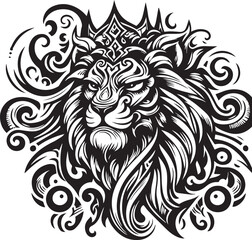 sketch of a tribal lion tattoo. lion king logo. vector drawing graceful and graceful king of beasts lion
