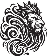 sketch of a tribal lion tattoo. lion king logo. vector drawing graceful and graceful king of beasts lion