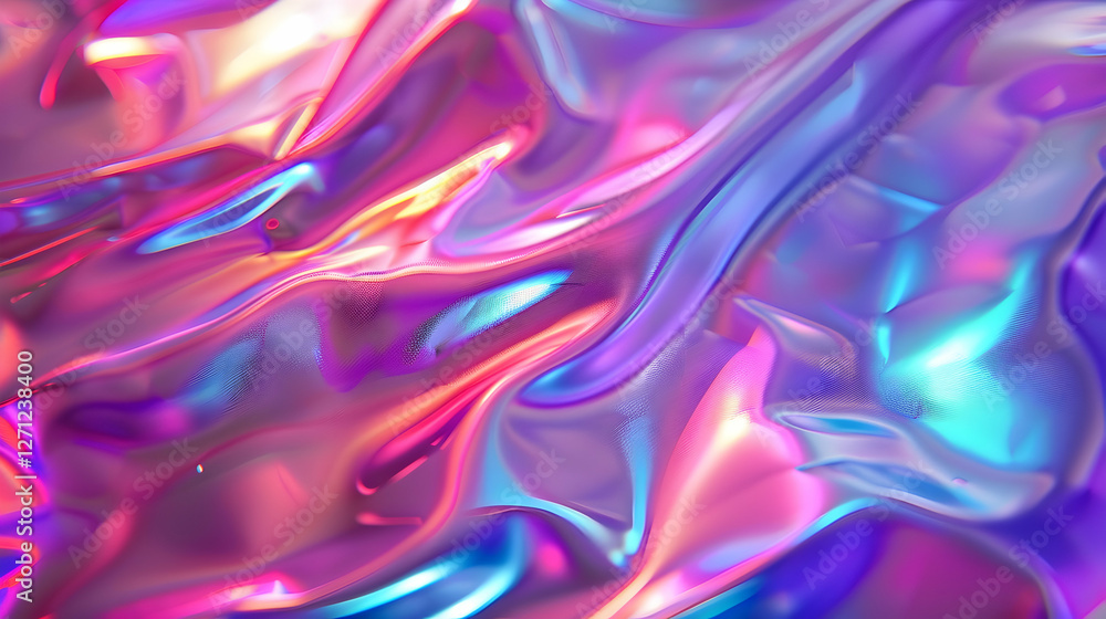Aufkleber vibrant abstract fluid texture showcasing colorful waves and reflections in a dynamic composition