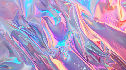 Iridescent fabric draped elegantly, showcasing vibrant colors and smooth textures in soft light