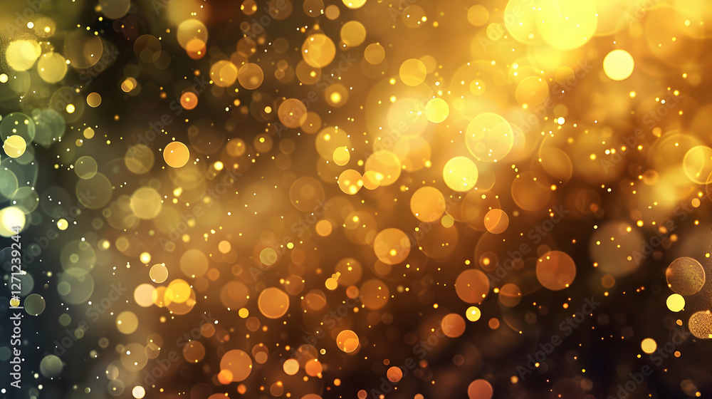 Poster abstract golden bokeh background with shimmering lights and soft focus effects