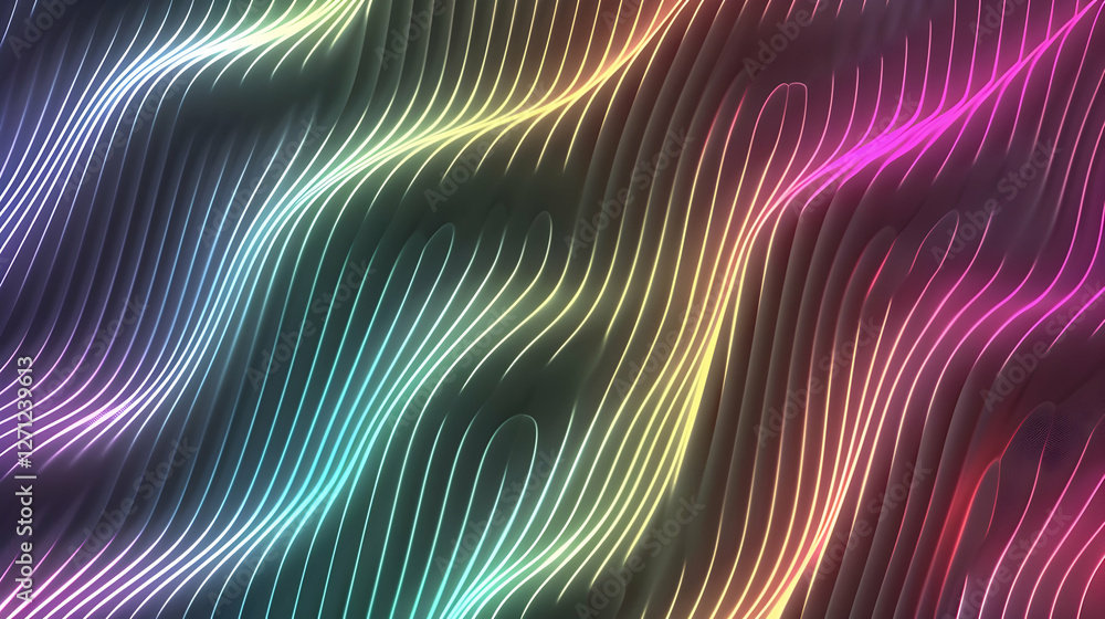 Poster colorful abstract wavy lines creating a vibrant background with a smooth gradient effect