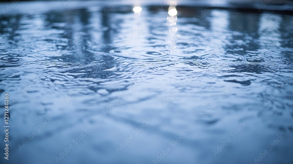 Leinwandbilder raindrops on a smooth water surface reflecting light creating a calm and peaceful ambiance during ra