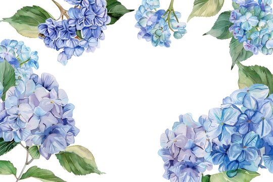Hydrangea frame watercolor flower plant lilac.