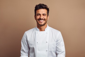 Male chef smiling adult smile.