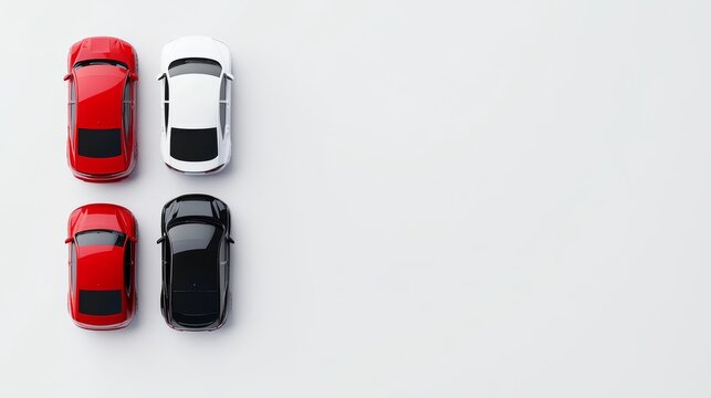 Miniature Cars Display in Vibrant Colors on Clean Background