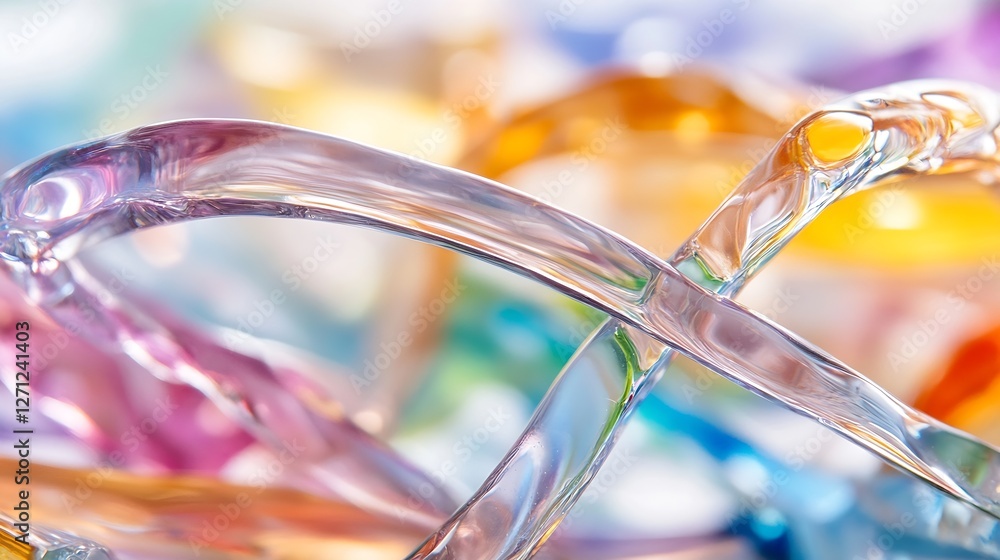 Aufkleber Colorful and mesmerizing glass strands intertwining in a beautiful abstract pattern creating an artistic display : Generative AI