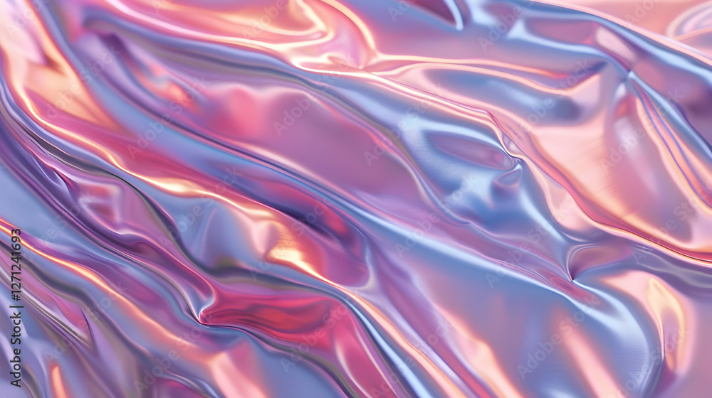 Poster abstract flowing fabric with iridescent colors creating a dreamy atmosphere