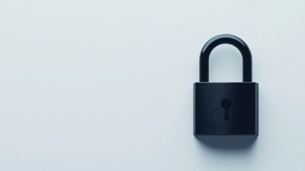 Black Padlock on Minimal White Background with Ample Copy Space