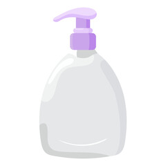 Soap dispenser icon. Transparent bottle with pump for liquid soap. Used for hand washing and hygiene.