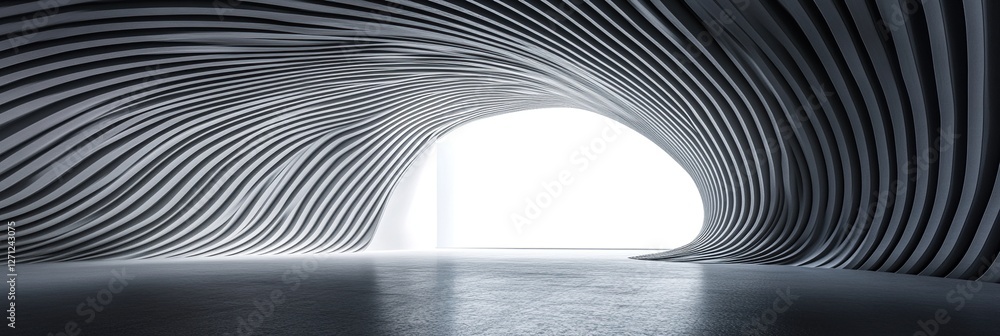Poster abstract architectural design: exploring curved lines and modern spaces in 3d rendering