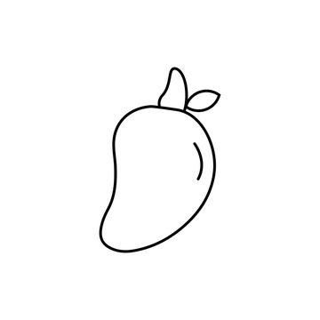recommend clip art: Mango outline vector icon. Mango fruit with leaf drawing isolated 