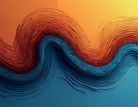 Abstract 3d orange and blue fractal background - Generativ