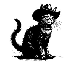 Cute cat clipart, wearing hat 