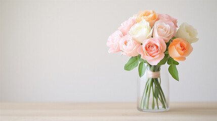Fototapeta premium pastel pink sweet pea and rose bouquet