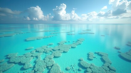 Aerial view of a narrow sandbar stretching into the turquoise ocean waters	