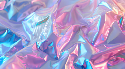 Colorful crumpled metallic foil background reflecting light in vibrant hues for creative use