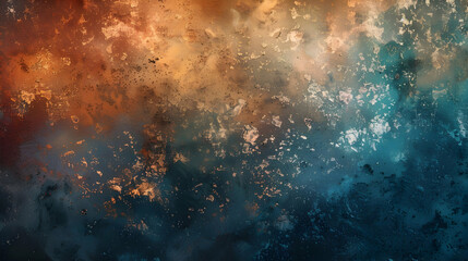 Abstract colorful texture with orange, blue, and brown hues resembling a cosmic landscape