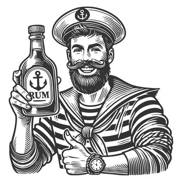 recommend clip art: Sailor Drinking from Bottle engraving raster