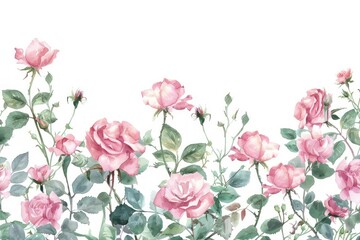 Elegant watercolor pink roses illustration