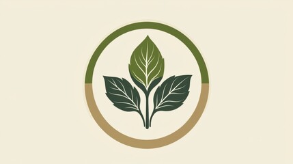 A minimalist logo for an eco-friendly packaging company, featuring a green leaf icon inside a simple circle, using a color scheme of light green and brown
