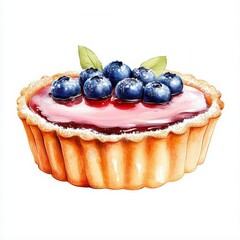 Delicious Blueberry Tart Dessert: Gourmet Pastry and Summer Patisserie Crystalized in Food Photography