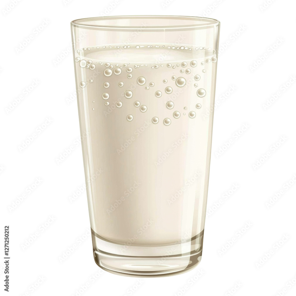 Poster clear glass filled with fizzy beverage, showcasing bubbles and refreshing appearance. perfect for qu
