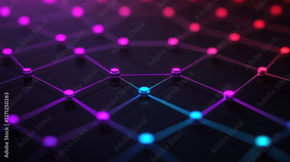 Poster background pattern infographic concept. glowing nodes on a dark high tech circuit board pattern