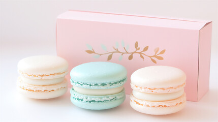  pastel white chocolate macarons