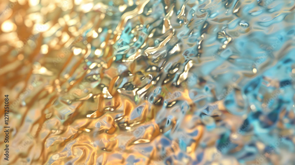 Poster abstract close-up of colorful textured surface resembling liquid with light reflections