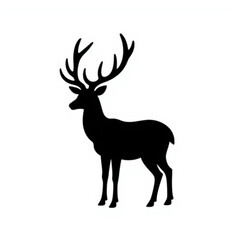 Fototapeta premium Majestic Stag Silhouette: A Simple, Elegant Black and White Design