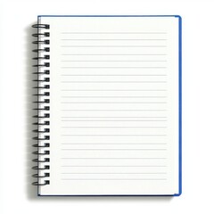 Blank Spiral Notebook with Blue Cover and Clean White Pages on Isolated Background