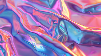 Obraz premium Colorful iridescent fabric draped elegantly, reflecting light with vibrant hues and textures