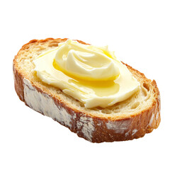 Freshly sliced bread topped with creamy butter and drizzle of oil, showcasing delicious and inviting snack
