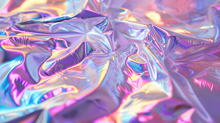 Colorful crumpled foil background showcasing vibrant reflections and light play for design use