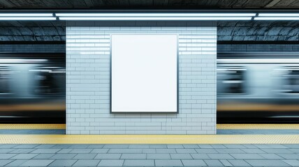 Obraz premium Subway Station Blank Advertisement Billboard Mockup Modern Transportation Public Transport