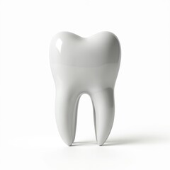 3D rendered white molar tooth isolated on white. Dental care, oral health concept for design, print. Realistic teeth, dental hygiene, shiny enamel. Healthcare, medicine, medicals and orthodontics.