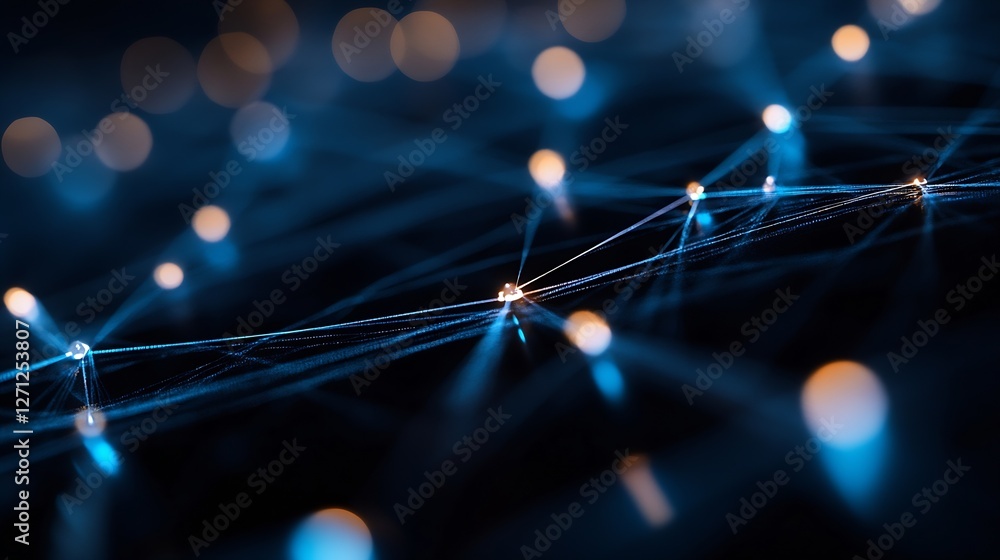 Poster stunning blue network connections illuminated by soft lights against a dark background : generative 